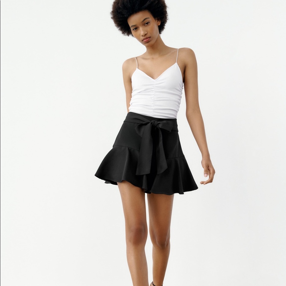 Zara Black Waist Tie Skort